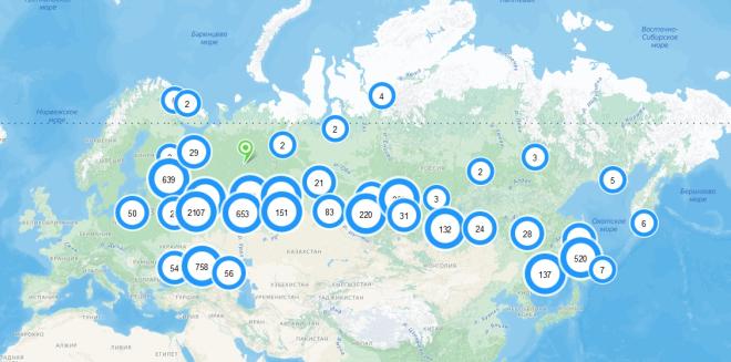 Опубликована карта электрозаправок по всей России